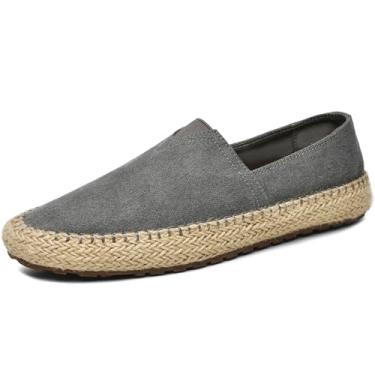Imagem de CASMAG Sapatos masculinos modernos de tecido casuais de lona, mocassins, alpargata, lazer, caminhada, mocassim, Cinza escuro, 43