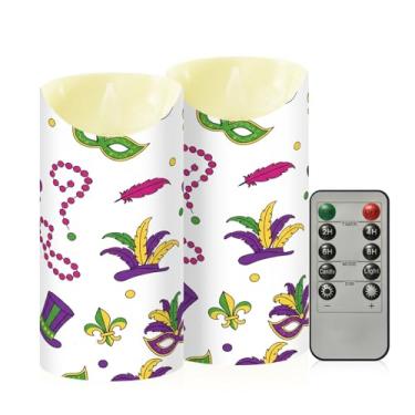 Imagem de Wassud Pacote com 2 chapéus de carnaval velas sem chama com controle remoto, velas realistas cintilantes com temporizador, velas decorativas para Natal, casamento, festa, decoração de casa, médio