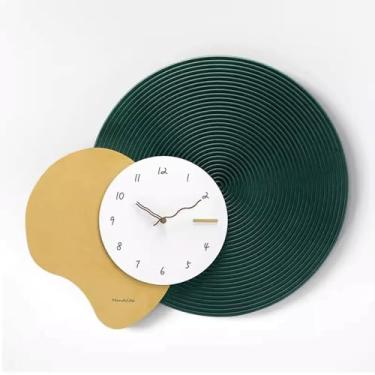 Imagem de KEG801302 Relógio de luxo leve, relógio, relógio de parede, sala de estar, relógio de parede para casa, decoração simples e elegante, relógio de parede (verde)