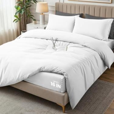 Imagem de Utopia Bedding Jogo de cama de 4 peças - 1 lençol com elástico (152 x 203), 1 capa de edredom tamanho Queen, 2 fronhas padrão - Cama luxuosa para todas as estações em uma bolsa com zíper capa de