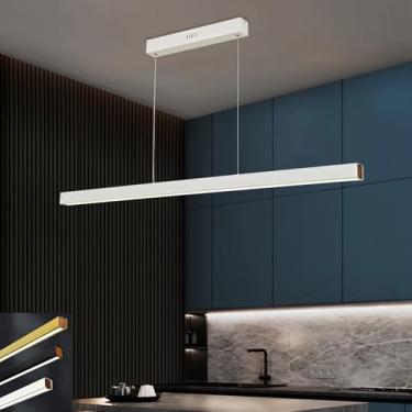 Imagem de Luminária pendente LED moderna para mesa de jantar, com intensidade de cor ajustável de 3000K a 6000K, controle remoto e ideal para sala de jantar, cozinha, escritório, bar e loja (branca, 1