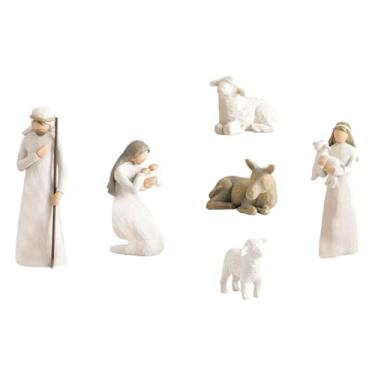 Imagem de Wswqop Conjunto de Figuras para Presépio, Linda Decoração Artesanal, Ornamento Do Nascimento de Jesus, 6 peças, Tamanho real