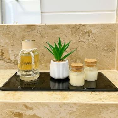 Imagem de Kit Aromatico Com Velas e perfume Luxo com bandeja de vidro