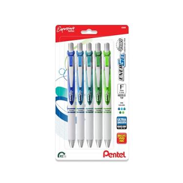 Imagem de Pentel Caneta de gel líquido EnerGel RTX Pearl, pacote Chill Expressions (0,5 mm), ponta de agulha, linha fina, tinta Asstd, pacote com 5