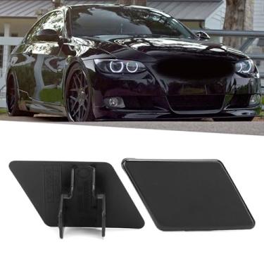 Imagem de Cosiki Tampas do Bocal do Lavador de Farol 61677211209 61677211210 Substituição Elegante para E90 E91 Aparência Decorativa para 323i 2006-2009 Adequado para ABS Preto 2 X Tampa Lavadora de Farol