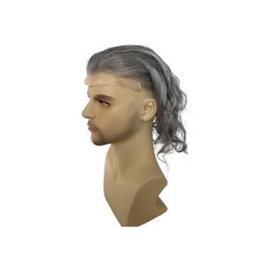 Imagem de Aplique de testa Sistemas de substituição base PU renda frontal peruca cabelo humano masculino