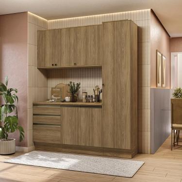 Imagem de Armário de Cozinha Compacta 100% MDF 190cm Nogueira Celeste Kappesberg