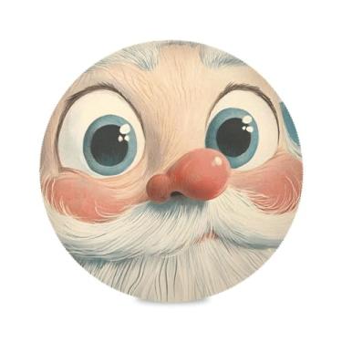 Imagem de STAYTOP Jogo americano redondo com desenho fofo de Papai Noel, 1 peça, tapetes de mesa antiderrapantes fáceis de limpar para casa, cozinha, churrasco, festa, decoração de mesa