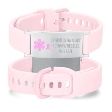 Imagem de AOAMID Pulseiras femininas de alerta médico ajustáveis esportivas de silicone para identificação médica, 7.5 IN, Sem Pedra Preciosa