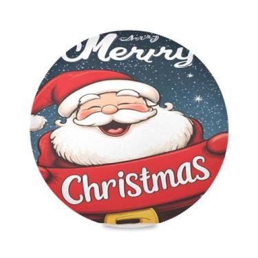 Imagem de STAYTOP Feliz Natal Papai Noel jogo americano redondo 6 peças, tapetes de mesa antiderrapantes fáceis de limpar para casa cozinha churrasco festa decoração de mesa