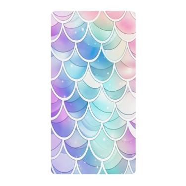 Imagem de Blueangle Lençol de berço padrão para berço infantil - Lençóis de algodão macio e respirável com sereia arco-íris (354)