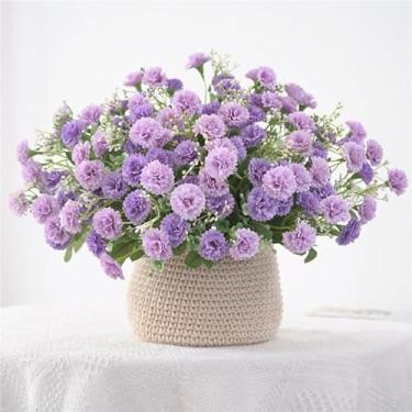 Imagem de 5 garfos flores artificiais pequeno buquê lilás 31 cm flores falsas de seda interior exterior casamento casa jardim decoração (roxo-1 peça)