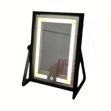 Imagem de Espelho de Mesa Portátil com Iluminação LED, Touch Screen, Ajustável, Preto, 32x45cm, Ideal para Maquiagem (Preto)
