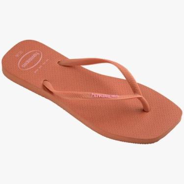 Imagem de Chinelo Feminino Havaianas Slim Square Logo Popup, Rosa clay, 39/40