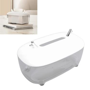 Imagem de POCREATION Caixa de Tecidos Com Tampa, Porta Lenços Estiloso Com Base Antiderrapante e Abertura Curvada, para Sala Quarto Escritório, Organizador de Decorativo Moderno 23x13x11cm (Branca)