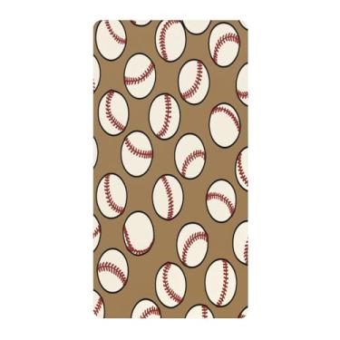 Imagem de Blueangle Lençol de berço padrão para berço infantil - Lençóis de algodão macio e respirável com estampa de beisebol (264)