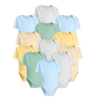 Imagem de Kit Enxoval 12 Pçs Body Manga Curta Liso Roupinha de Bebê - Koala Baby