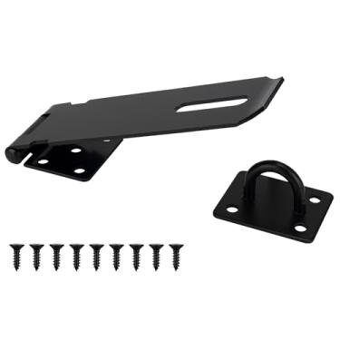 Imagem de KIMIWISE Trava de ferrolho de porta de 12 cm de aço inoxidável, cadeado preto resistente para portões de cerca, portas e armários, acabamento de superfície escovada, 1 pacote