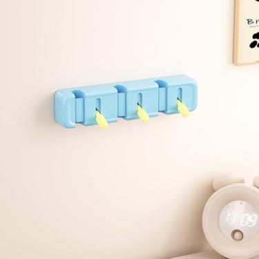 Imagem de Organizador de cabos de ação de alavanca de mesa, suporte de fio de dados com vários compartimentos para gerenciar cabos de carregamento (azul (polo amarelo))