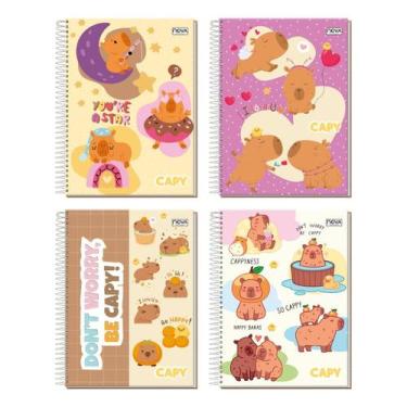 Imagem de Kit Com 4 Cadernos Capivara Pequeno 1/4 80 Folhas Capa Dura - Nova Cad