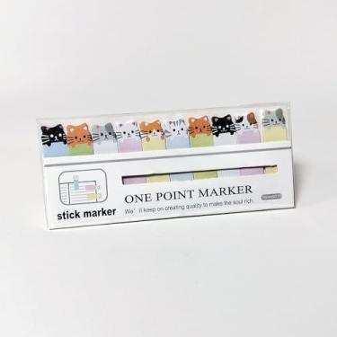 Imagem de 150 peças de notas adesivas fofas em forma de gato de desenho animado, bandeiras autoadesivas para marcadores, artigos de papelaria e materiais de escritório (gato tabby - colorido)