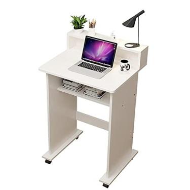 Imagem de Mesa de computador simples e moderna com cama de rodas montada mesa de computador portátil resistente ao desgaste fácil de limpar mesa de madeira multiuso (tamanho: 60 cm) (50 cm)