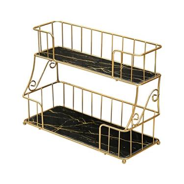 Imagem de Organizador de bancada de banheiro de 2 níveis, suporte removível para balcão de cosméticos, prateleira de balcão de banheiro, bandejas de banheiro para organizadores de bancada e organizador de