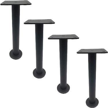 Imagem de Conjunto de 4 pernas de mesa de móveis resistentes, pernas de armário de aço inoxidável ajustáveis, pernas de móveis de metal, pernas de suporte com placa de parafuso para sofá, armário de TV