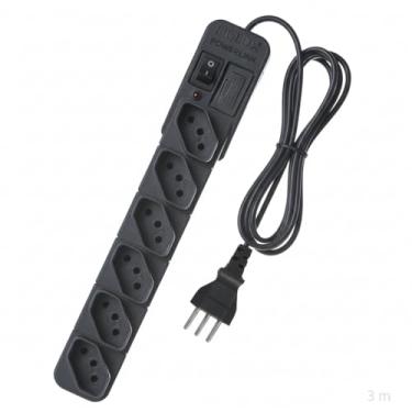 Imagem de Extensão Régua Filtro De Linha Protetor Energia Elétrica 6 Tomadas Fiolux Powerlink 127 220 (3 Metros Preto)