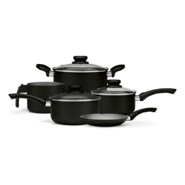 Imagem de Jogo De Panela Panelux Maximum Stone Preto Antiaderente 5 peças