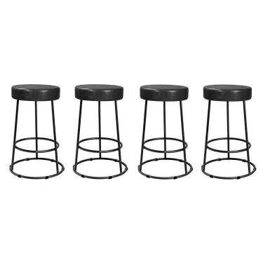 Imagem de Kit 4 Banquetas Roma 70cm Couríssimo Preto - Salaone Preto