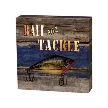 Imagem de Quadro decorativo NTK iluminado com temática de pesca na medida de 15cm Isca-Unissex