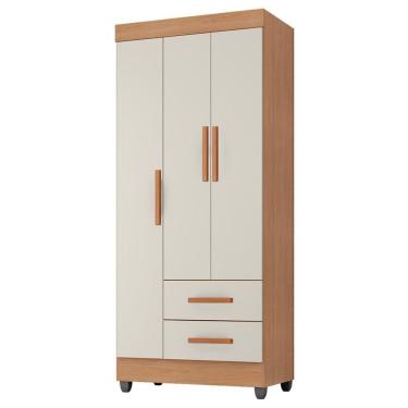 Imagem de Guarda Roupa Solteiro Lite 3 Portas E 2 Gavetas Nature/off White - Móveis Leão Nature/off White