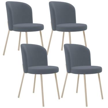 Imagem de Kit 04 Cadeiras para Sala de Jantar Cozinha Estofada Gavi Arena L02 Suede Cinza - Lyam Decor