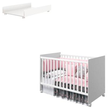 Imagem de Berço Americano Tico Com Trocador Juju Branco Acetinado - Reller