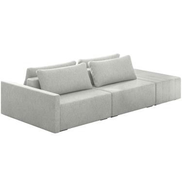 Imagem de Sofá Ilha Modular para Sala 252cm com Puff Dublin K01 Linho Cinza - Lyam Decor