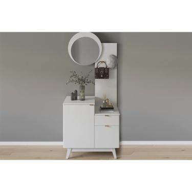 Imagem de Aparador De Sala Jantar C- Pés Ap2311 C- 2 Portas 1 Gaveta E Espelho Branco - Tecno Mobili