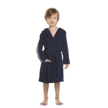Imagem de Roupão Infantil com Capuz para Natação - Conforto E Carinho, 8, Azul m