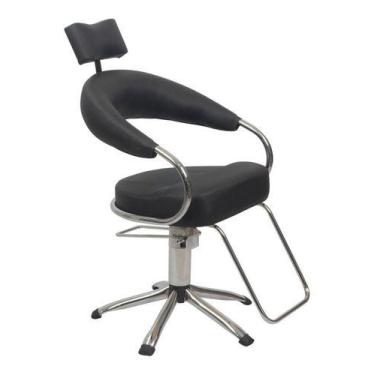 Imagem de Cadeira Futurama Hidráulica Cabelereiro Preta Factor - HATTEN