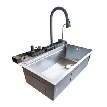 Imagem de Cuba De Cozinha Smart Prata Com Torneira E Cascata Completa - Reno