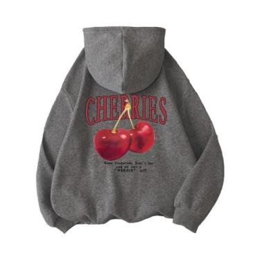 Imagem de Moletom Unissex De Hip Hop Com Capuz, Estampa Divertida De Cerejas E D