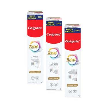 Imagem de Kit 3 Cremes Dentais Colgate Total Mint Prevenção Ativa 140g
