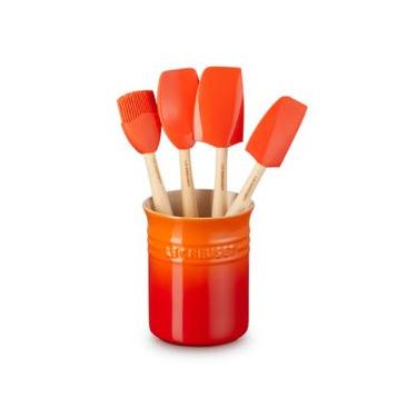 Imagem de CONJUNTO 4 ESPATULAS LE CREUSET CLASSIC COM PORTA UTENSILIOS 1L LARANJA 79003000900000