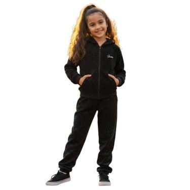 Imagem de Conjunto Meninas Inverno Pelinho Com Capuz e Zíper Preto