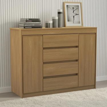 Imagem de Cômoda Quarto 123cm 4 Gavetas 2 Portas Samira Freijó L01 - Mpozenato