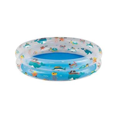 Imagem de Piscina Inflável Infantil de Plástico 90 Litros Redonda Fundo do Mar M