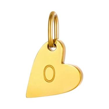 Imagem de Pingente De Coração Em Aço Inoxidável Banhado a Ouro Com Letras Para D