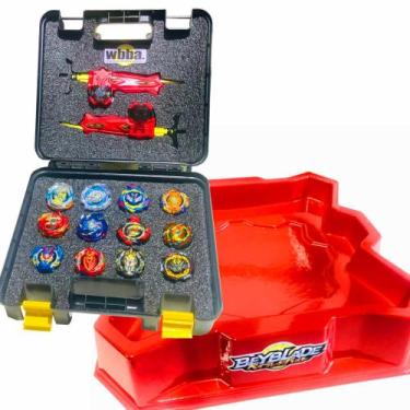 Imagem de Maleta piões 12unid beyblades sortidos + arena de batalha - Top Gyro