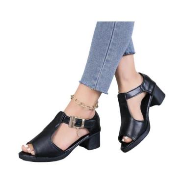 Imagem de Sandálias Femininas De Verão Com Salto Confortáveis E Modernas, Bico R
