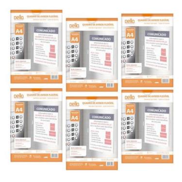 Imagem de 6 Quadro Mural Avisos Display Transparente De Parede A4 - Dello